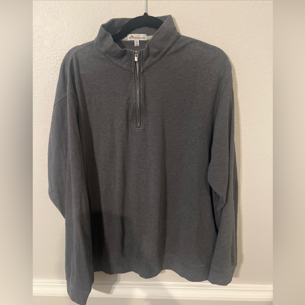 Peter Millar Men’s Heather Interlock Quarter Zip Pullover Gray Size XL
